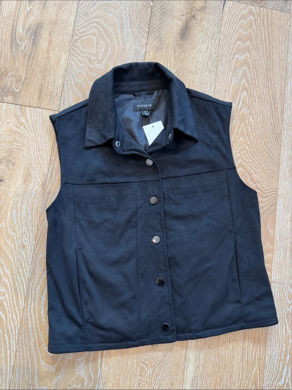 NWT Evereve Reagan Faux Suede Black Vest Size XS